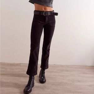 FREE PEOPLE HIGH TIME VELVET KICK FLARE PANTS - BLACK size 2